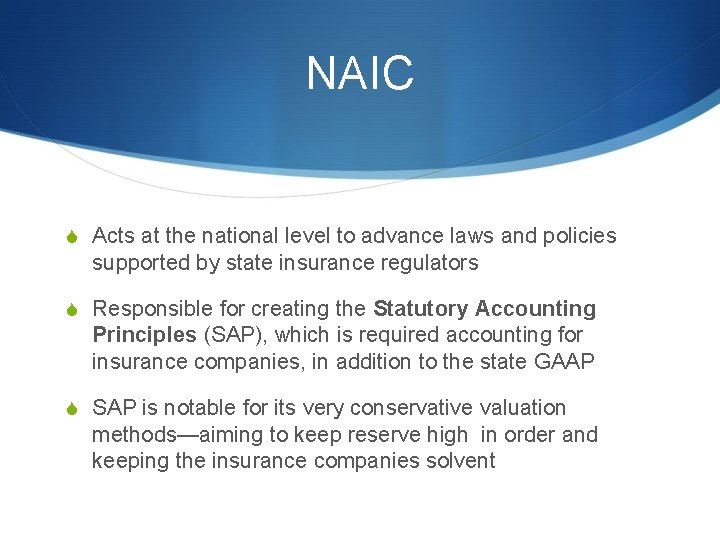 NAIC S Acts at the national level to advance laws and policies supported by