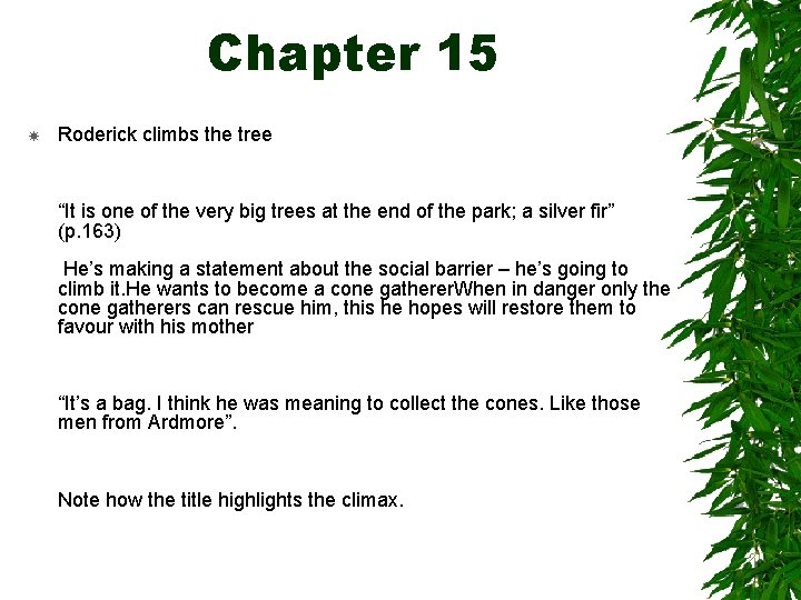 Chapter 15 Roderick climbs the tree “It is one of the very big trees