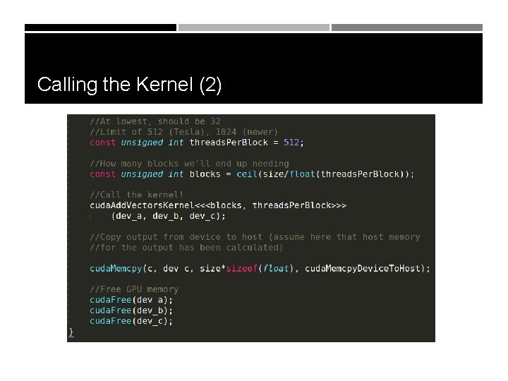 Calling the Kernel (2) 