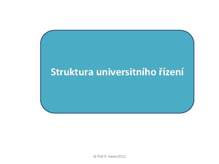 Struktura universitního řízení © Prof R. Hanka 2012 