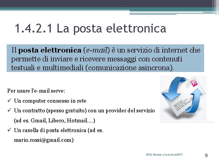 1. 4. 2. 1 La posta elettronica Il posta elettronica (e-mail) è un servizio