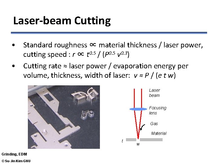 Laser-beam Cutting • Standard roughness ∝ material thickness / laser power, cutting speed :