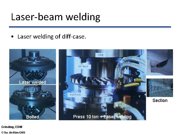 Laser-beam welding • Laser welding of diff-case. Laser welded Section Bolted Grinding, EDM ©