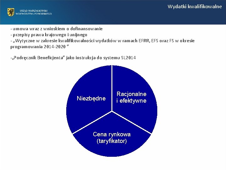 Wydatki kwalifikowalne - umowa wraz z wnioskiem o dofinansowanie - przepisy prawa krajowego i