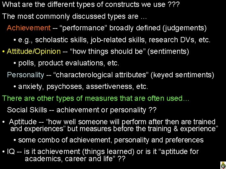 What are the different types of constructs we use ? ? ? The most