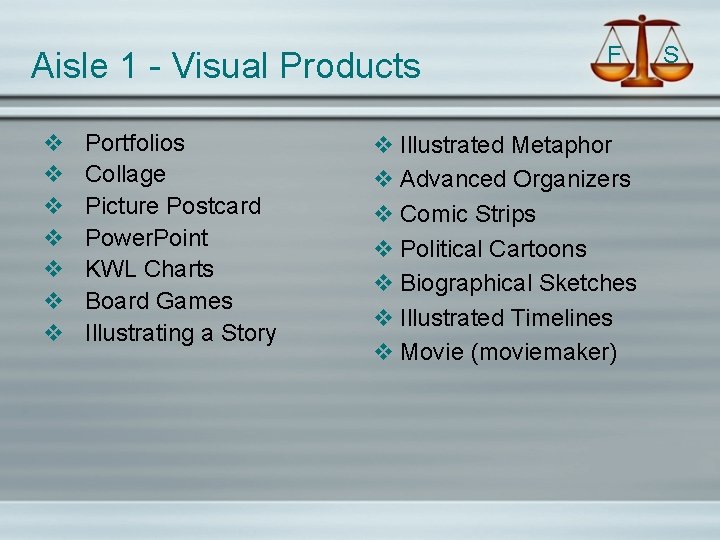 Aisle 1 - Visual Products v v v v Portfolios Collage Picture Postcard Power.