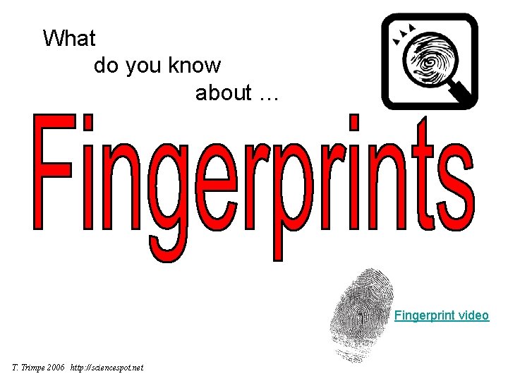 What do you know about … Fingerprint video T. Trimpe 2006 http: //sciencespot. net