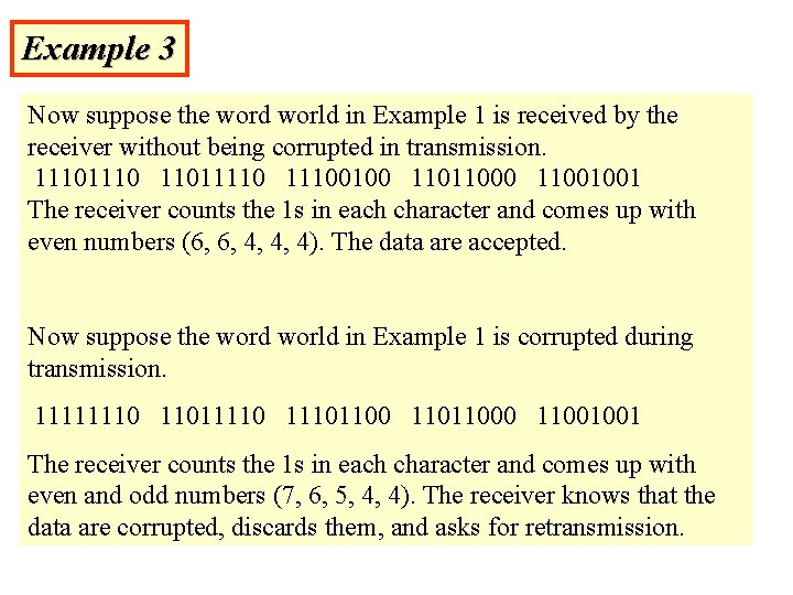 Example 3 Now suppose the word world in Example 1 is received by the