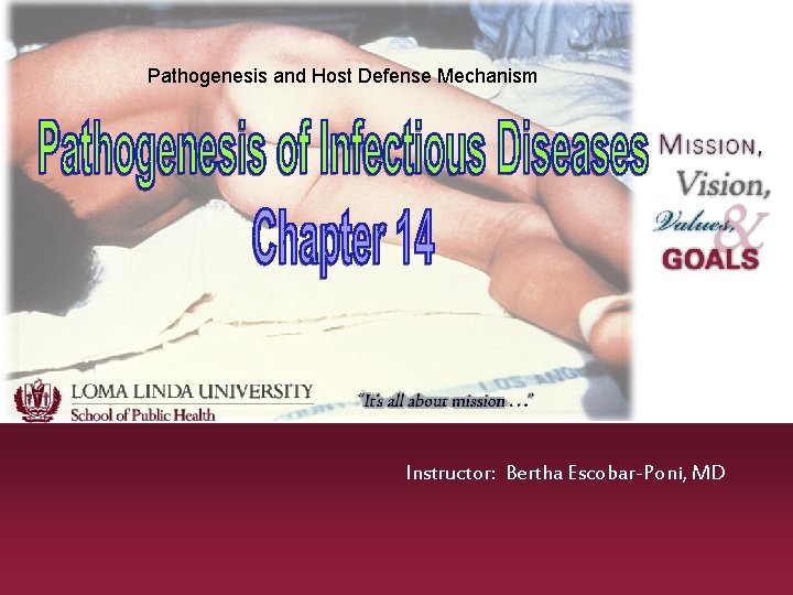 Pathogenesis and Host Defense Mechanism Instructor: Bertha Escobar-Poni, MD 