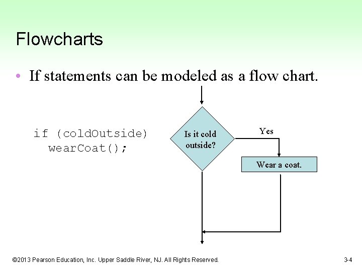 Flowcharts • If statements can be modeled as a flow chart. if (cold. Outside)