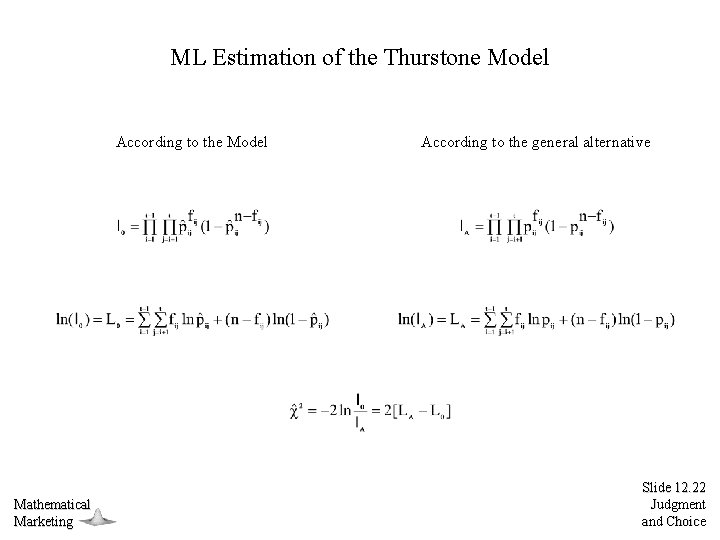 ML Estimation of the Thurstone Model According to the Model Mathematical Marketing According to