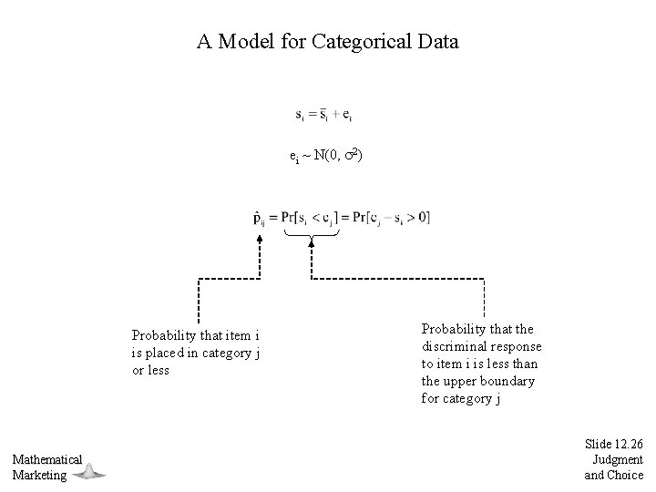 A Model for Categorical Data ei ~ N(0, 2) Probability that item i is