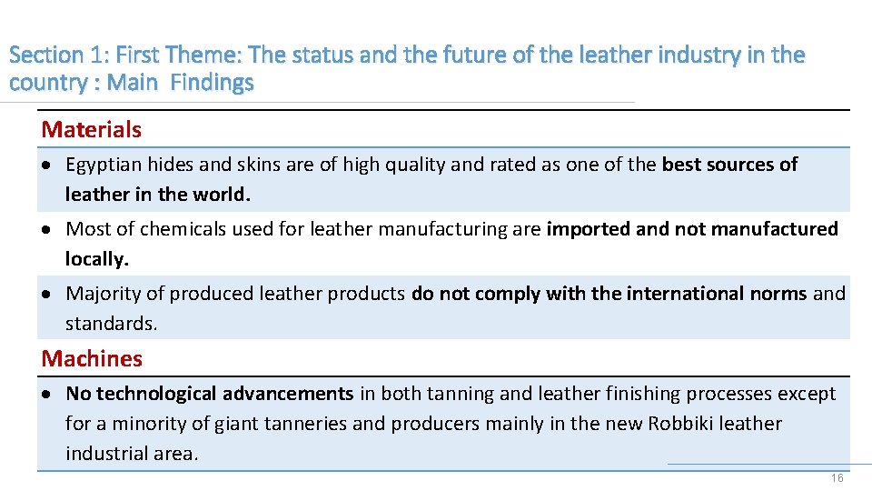 Section 1: First Theme: The status and the future of the leather industry in