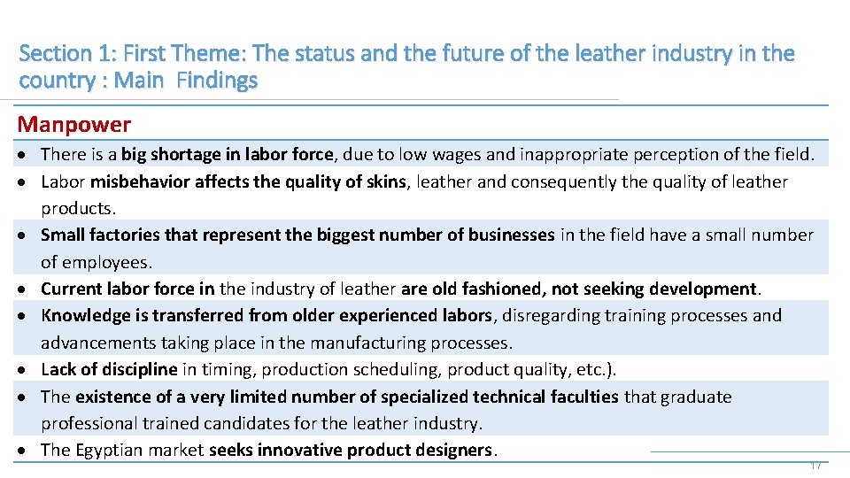 Section 1: First Theme: The status and the future of the leather industry in