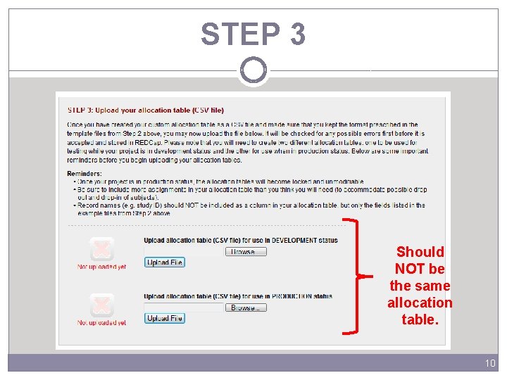 STEP 3 Should NOT be the same allocation table. 10 