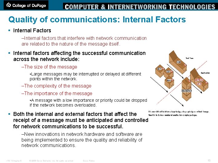 Quality of communications: Internal Factors § Internal Factors –Internal factors that interfere with network