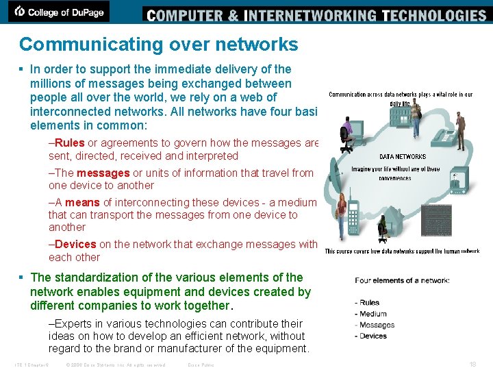 Communicating over networks § In order to support the immediate delivery of the millions