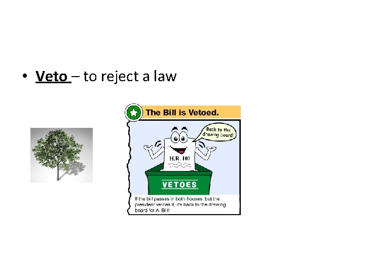  • Veto – to reject a law 