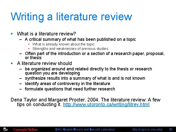 Writing a literature review § What is a literature review? – A critical summary