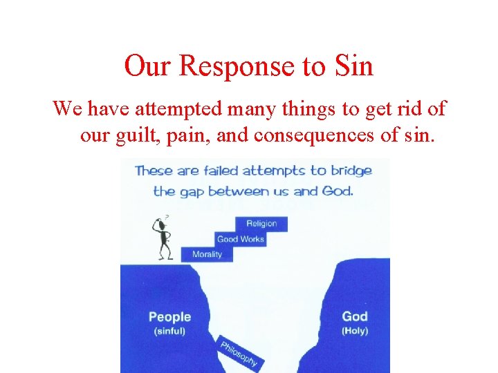 Our Response to Sin We have attempted many things to get rid of our