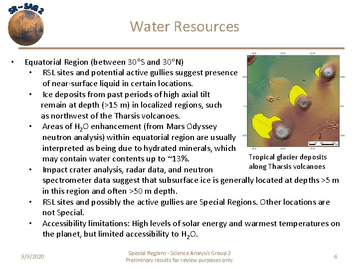 Water Resources • Equatorial Region (between 30 S and 30 N) • RSL sites