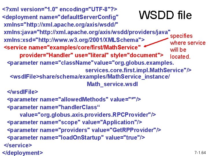 <? xml version="1. 0" encoding="UTF-8"? > <deployment name="default. Server. Config" xmlns="http: //xml. apache. org/axis/wsdd/"