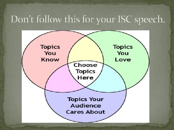 Don’t follow this for your ISC speech. 