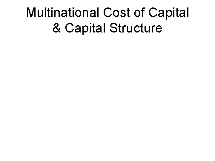 Multinational Cost of Capital & Capital Structure 