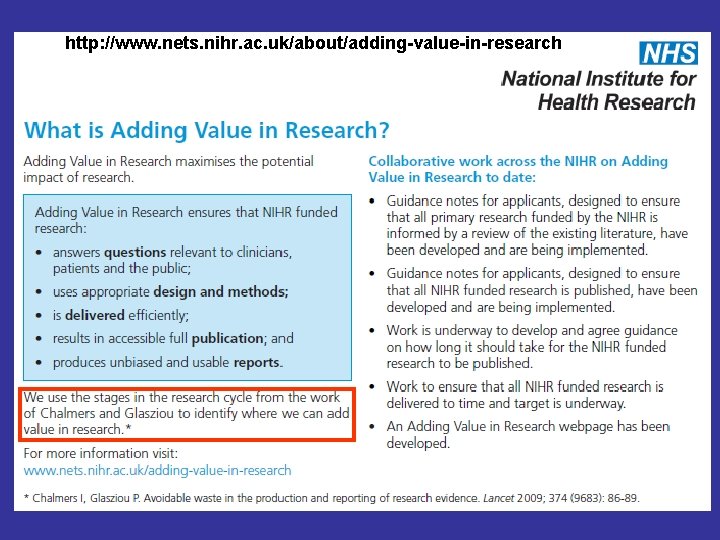 http: //www. nets. nihr. ac. uk/about/adding-value-in-research 