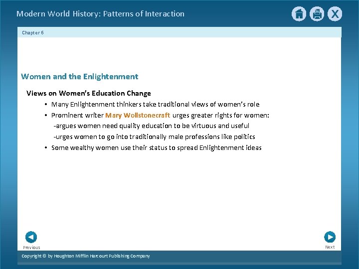 Modern World History: Patterns of Interaction Chapter 6 Women and the Enlightenment Views on