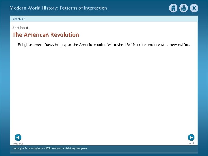 Modern World History: Patterns of Interaction Chapter 6 Section-4 The American Revolution Enlightenment ideas