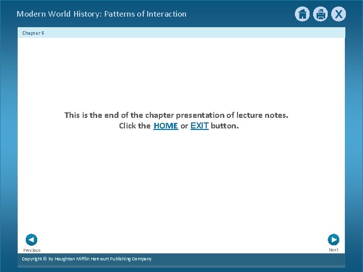 Modern World History: Patterns of Interaction Chapter 6 This is the end of the
