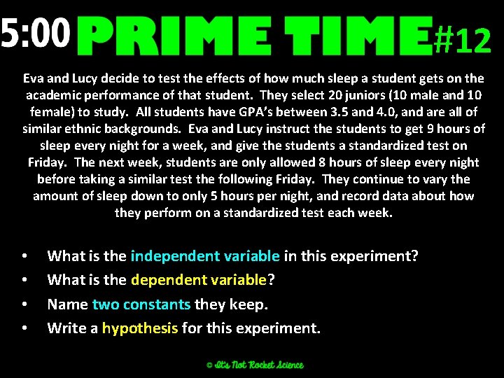 #12 Eva and Lucy decide to test the effects of how much sleep a