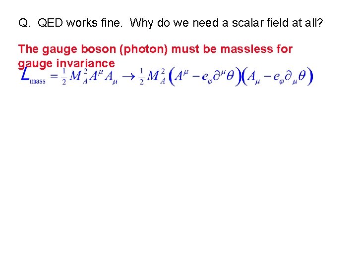 Q. QED works fine. Why do we need a scalar field at all? The