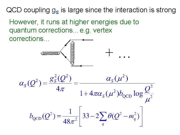 QCD coupling g. S is large since the interaction is strong However, it runs