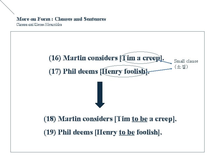 More on Form : Clauses and Sentences Clauses and Clause Hierarchies (16) Martin considers