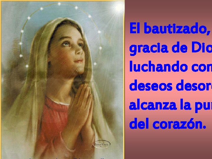 El bautizado, gracia de Dio luchando con deseos desord alcanza la pur del corazón. El bautizado, gracia de Dio luchando con deseos desord alcanza la pur del corazón.