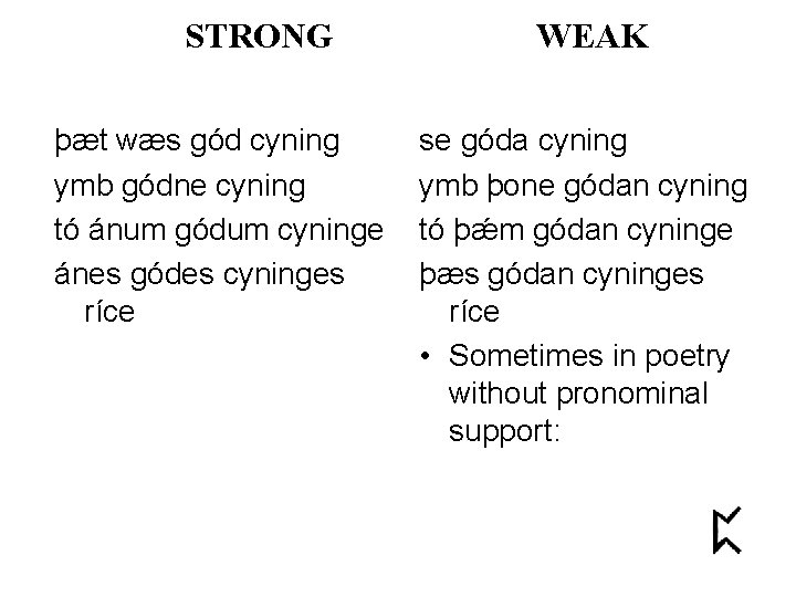 STRONG þæt wæs gód cyning ymb gódne cyning tó ánum gódum cyninge ánes gódes