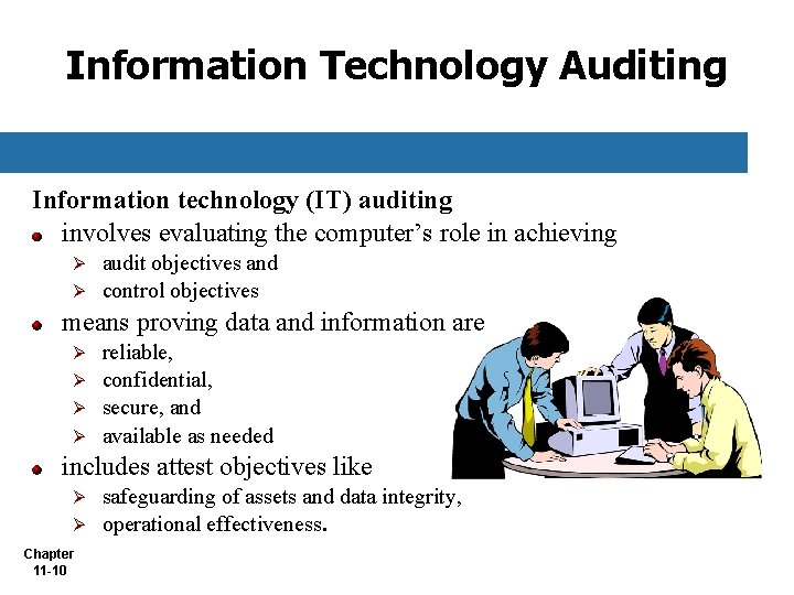 Information Technology Auditing Information technology (IT) auditing involves evaluating the computer’s role in achieving