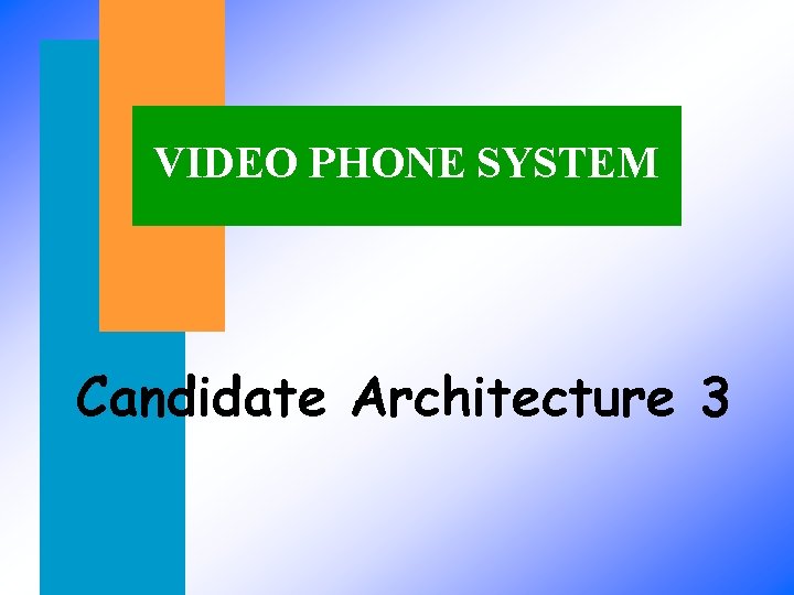 VIDEO PHONE SYSTEM Candidate Architecture 3 