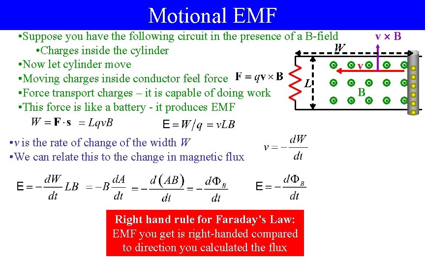 Motional EMF • Suppose you have the following circuit in the presence of a