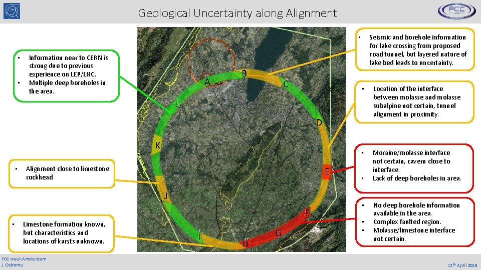 Geological Uncertainty along Alignment Seismic and borehole information for lake crossing from proposed road