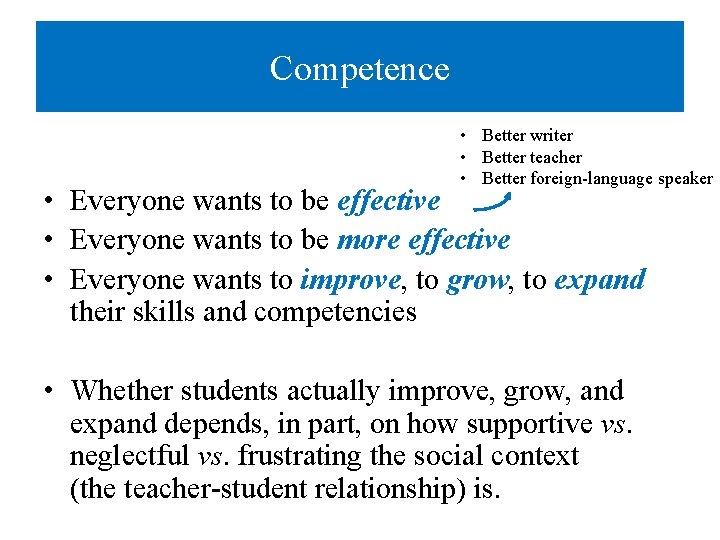 Competence • Better writer • Better teacher • Better foreign-language speaker • Everyone wants