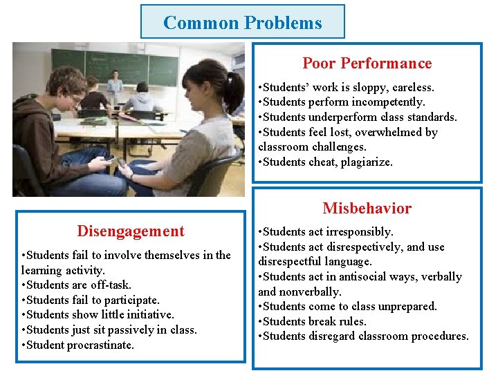 Common Problems Poor Performance • Students’ work is sloppy, careless. • Students perform incompetently.