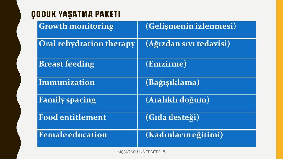 ÇOCUK YAŞATMA PAKETI NİŞANTAŞI ÜNİVERSİTESİ © 