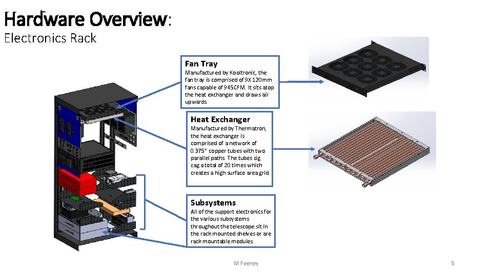 Hardware Overview: Electronics Rack Fan Tray Manufactured by Kooltronic, the fan tray is comprised