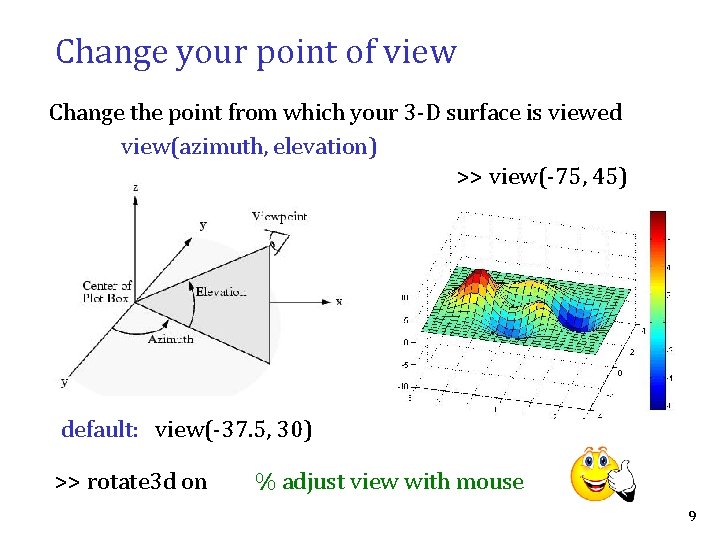 Change your point of view Change the point from which your 3 -D surface Change your point of view Change the point from which your 3 -D surface