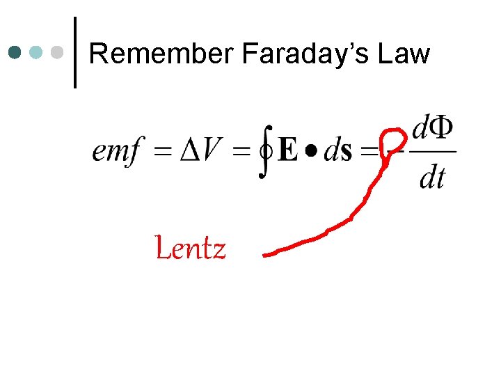 Remember Faraday’s Law Lentz 