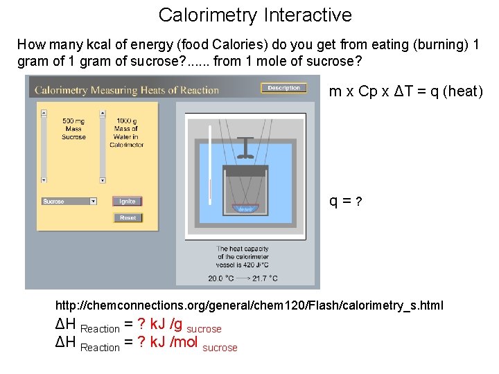 Calorimetry Interactive How many kcal of energy (food Calories) do you get from eating