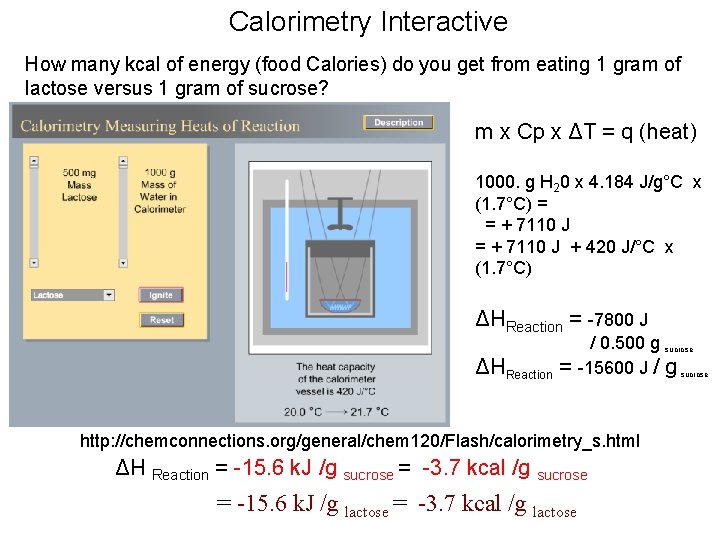 Calorimetry Interactive How many kcal of energy (food Calories) do you get from eating